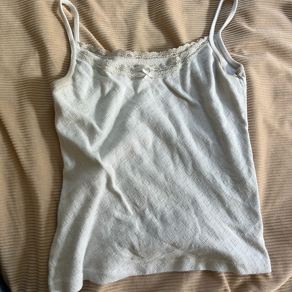 Brandy Melville white heart coquette tank top